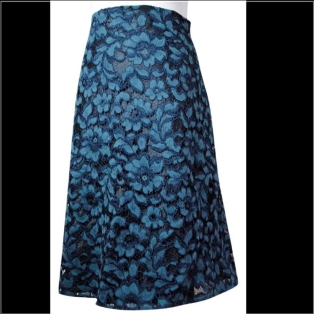 NEW Zara Blue Lace Midi Skirt 7924/893 SMALL